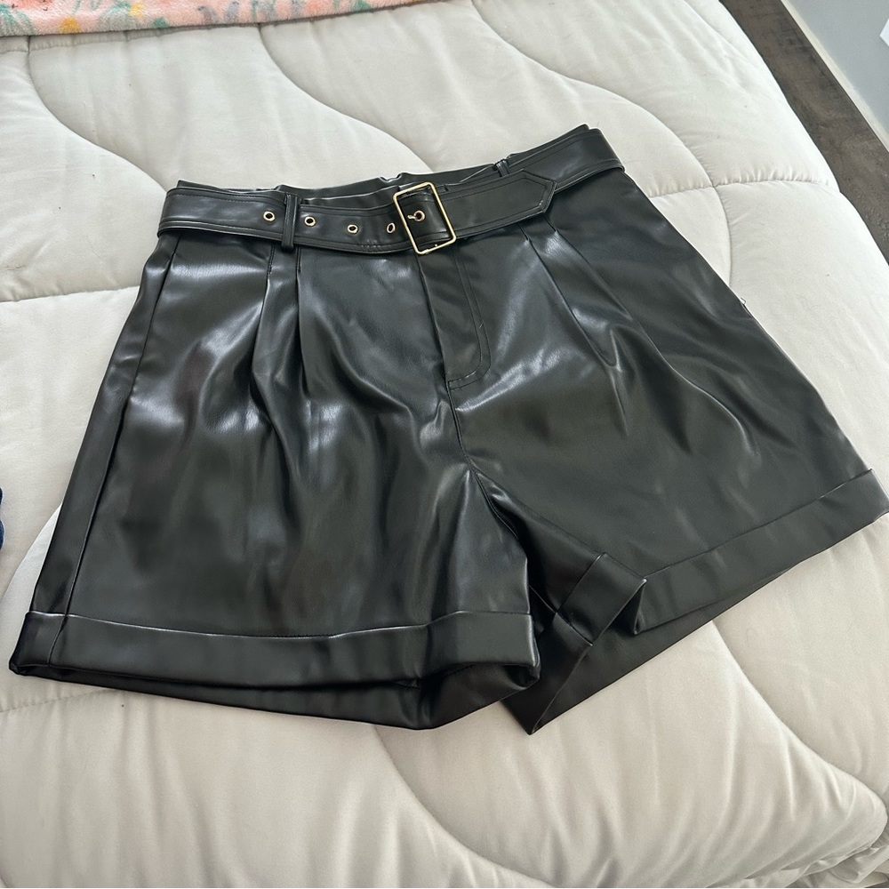 Faux leather shorts
